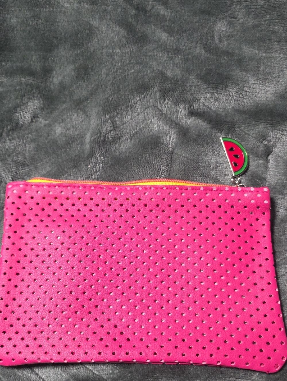 Hot Pink Perforated Women's Clutch Pouch